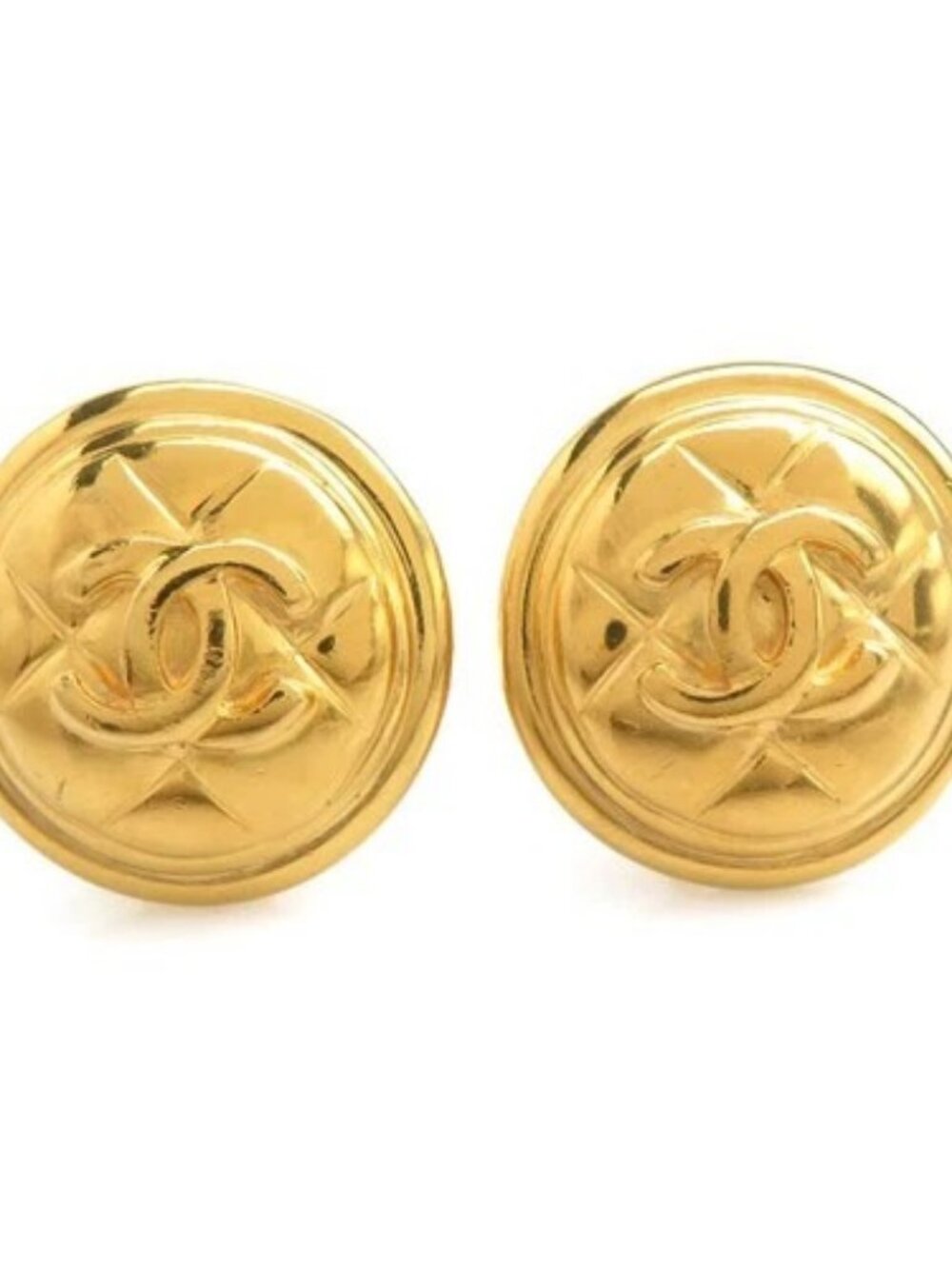 Auth CHANEL CC Logo Clip on Earrings Gold Metal - e61910a